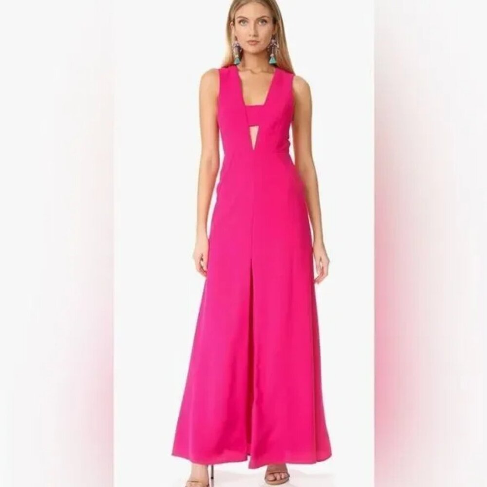 Jill Stuart Hot Pink Sleeveless Maxi Dress with Front Keyhole
